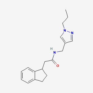 molecular formula C18H23N3O B4038101 2-(2,3-dihydro-1H-inden-1-yl)-N-[(1-propyl-1H-pyrazol-4-yl)methyl]acetamide 