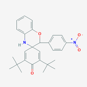 molecular formula C27H30N2O4 B403813 2',6'-ditert-butyl-2-(4-nitrophenyl)-3,4-dihydrospiro(2H-[1,4]benzoxazine-3,4'-[2,5]cyclohexadiene)-1'-one 