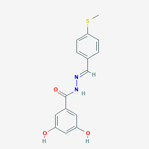 molecular formula C15H14N2O3S B403816 3,5-Dihydroxy-benzoic acid (4-methylsulfanyl-benzylidene)-hydrazide 