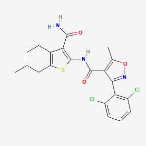 molecular formula C21H19Cl2N3O3S B4038213 N-[3-(aminocarbonyl)-6-methyl-4,5,6,7-tetrahydro-1-benzothien-2-yl]-3-(2,6-dichlorophenyl)-5-methyl-4-isoxazolecarboxamide 