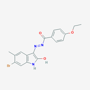 molecular formula C18H16BrN3O3 B403827 N'-(6-bromo-5-methyl-2-oxo-1,2-dihydro-3H-indol-3-ylidene)-4-ethoxybenzohydrazide CAS No. 5227-50-9