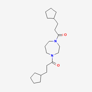 molecular formula C21H36N2O2 B4038342 1,4-双(3-环戊基丙酰基)-1,4-二氮杂环己烷 