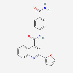 molecular formula C21H15N3O3 B4038350 N-[4-(氨基羰基)苯基]-2-(2-呋喃基)-4-喹啉甲酰胺 