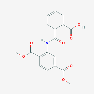 molecular formula C18H19NO7 B4038357 6-{[2,5-BIS(METHOXYCARBONYL)ANILINO]CARBONYL}-3-CYCLOHEXENE-1-CARBOXYLIC ACID 