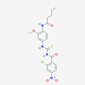 molecular formula C20H21ClN4O5S B4038358 2-chloro-N-({[3-methoxy-4-(pentanoylamino)phenyl]amino}carbonothioyl)-4-nitrobenzamide 