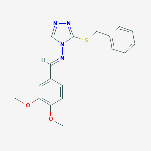 molecular formula C18H18N4O2S B403844 (3-Benzylsulfanyl-[1,2,4]triazol-4-yl)-(3,4-dimethoxy-benzylidene)-amine CAS No. 5807-83-0