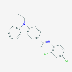 molecular formula C21H16Cl2N2 B403846 2,4-dichloro-N-[(E)-(9-ethyl-9H-carbazol-3-yl)methylidene]aniline 