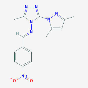molecular formula C15H15N7O2 B403848 3-(3,5-dimethyl-1H-pyrazol-1-yl)-4-({4-nitrobenzylidene}amino)-5-methyl-4H-1,2,4-triazole CAS No. 312310-78-4