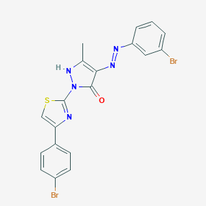 molecular formula C19H13Br2N5OS B403859 (4Z)-4-[2-(3-bromophenyl)hydrazinylidene]-2-[4-(4-bromophenyl)-1,3-thiazol-2-yl]-5-methyl-2,4-dihydro-3H-pyrazol-3-one 