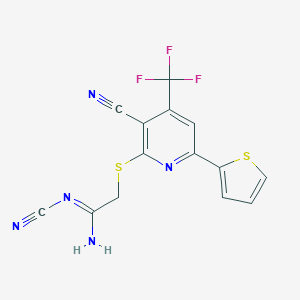 N'-cyano-2-[3-cyano-6-thiophen-2-yl-4-(trifluoromethyl)pyridin-2-yl]sulfanylethanimidamide