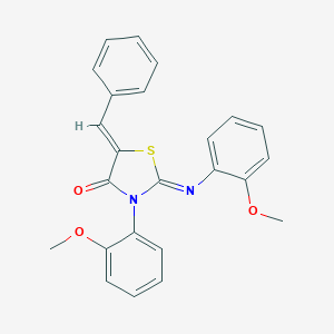 molecular formula C24H20N2O3S B403869 (2Z,5Z)-5-benzylidene-3-(2-methoxyphenyl)-2-[(2-methoxyphenyl)imino]-1,3-thiazolidin-4-one 