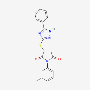 molecular formula C19H16N4O2S B4038713 1-(3-甲基苯基)-3-[(5-苯基-4H-1,2,4-三唑-3-基)硫代]-2,5-吡咯烷二酮 