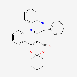 4-phenyl-3-(3-phenyl-2-quinoxalinyl)-1,5-dioxaspiro[5.5]undec-3-en-2-one