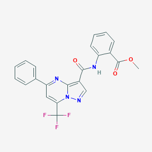 molecular formula C22H15F3N4O3 B403874 Methyl 2-({[5-phenyl-7-(trifluoromethyl)pyrazolo[1,5-a]pyrimidin-3-yl]carbonyl}amino)benzoate 