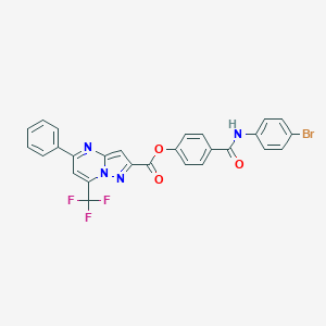 molecular formula C27H16BrF3N4O3 B403879 4-[(4-Bromoanilino)carbonyl]phenyl 5-phenyl-7-(trifluoromethyl)pyrazolo[1,5-a]pyrimidine-2-carboxylate 