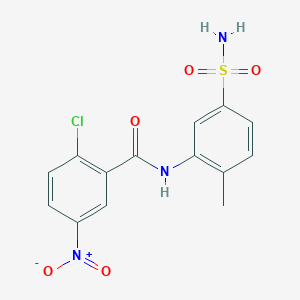 molecular formula C14H12ClN3O5S B4038791 N-[5-(氨基磺酰基)-2-甲基苯基]-2-氯-5-硝基苯甲酰胺 