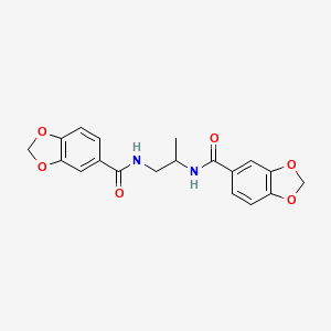 molecular formula C19H18N2O6 B4038813 N,N'-propane-1,2-diylbis(1,3-benzodioxole-5-carboxamide) 