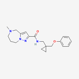 molecular formula C20H26N4O2 B4038820 5-methyl-N-{[1-(phenoxymethyl)cyclopropyl]methyl}-5,6,7,8-tetrahydro-4H-pyrazolo[1,5-a][1,4]diazepine-2-carboxamide 