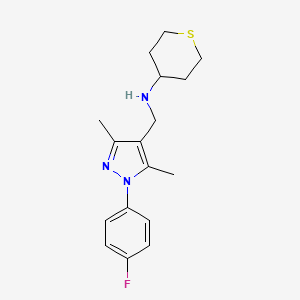 molecular formula C17H22FN3S B4038848 N-{[1-(4-氟苯基)-3,5-二甲基-1H-吡唑-4-基]甲基}四氢-2H-噻吩-4-胺 