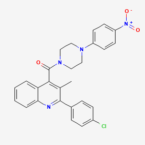 molecular formula C27H23ClN4O3 B4038902 2-(4-chlorophenyl)-3-methyl-4-{[4-(4-nitrophenyl)-1-piperazinyl]carbonyl}quinoline 