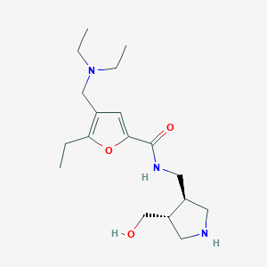 molecular formula C18H31N3O3 B4038923 4-(diethylaminomethyl)-5-ethyl-N-[[(3R,4R)-4-(hydroxymethyl)pyrrolidin-3-yl]methyl]furan-2-carboxamide 