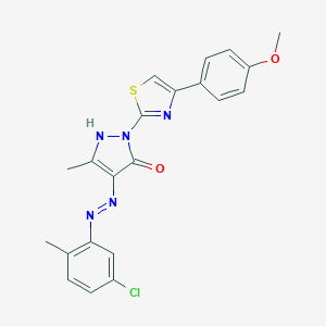 molecular formula C21H18ClN5O2S B403894 (4Z)-4-[2-(5-chloro-2-methylphenyl)hydrazinylidene]-2-[4-(4-methoxyphenyl)-1,3-thiazol-2-yl]-5-methyl-2,4-dihydro-3H-pyrazol-3-one 