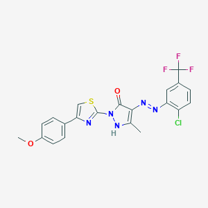 molecular formula C21H15ClF3N5O2S B403897 4-[(2-Chloro-5-trifluoromethyl-phenyl)-hydrazono]-2-[4-(4-methoxy-phenyl)-thiazo 
