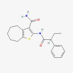 molecular formula C20H24N2O2S B4038973 2-[(2-phenylbutanoyl)amino]-5,6,7,8-tetrahydro-4H-cyclohepta[b]thiophene-3-carboxamide 