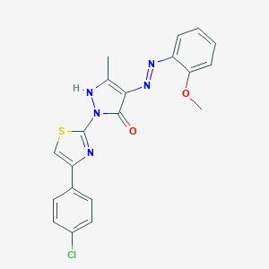 (4E)-2-[4-(4-chlorophenyl)-1,3-thiazol-2-yl]-4-[2-(2-methoxyphenyl)hydrazinylidene]-5-methyl-2,4-dihydro-3H-pyrazol-3-one