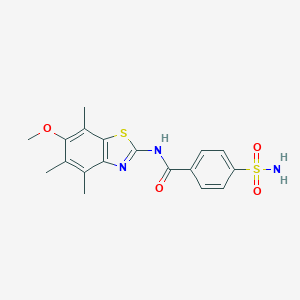 B040390 N-(6-methoxy-4,5,7-trimethyl-1,3-benzothiazol-2-yl)-4-sulfamoylbenzamide CAS No. 120165-54-0