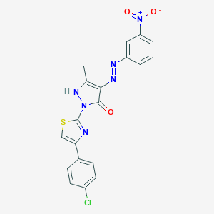 (4E)-2-[4-(4-chlorophenyl)-1,3-thiazol-2-yl]-5-methyl-4-[2-(3-nitrophenyl)hydrazinylidene]-2,4-dihydro-3H-pyrazol-3-one