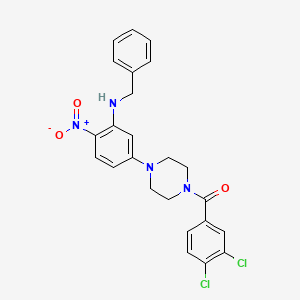 molecular formula C24H22Cl2N4O3 B4039044 N-benzyl-5-[4-(3,4-dichlorobenzoyl)-1-piperazinyl]-2-nitroaniline 