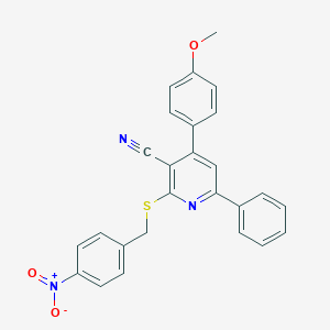 molecular formula C26H19N3O3S B403907 2-({4-Nitrobenzyl}sulfanyl)-4-(4-methoxyphenyl)-6-phenylnicotinonitrile 