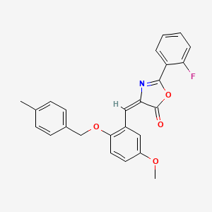 (4E)-2-(2-fluorophenyl)-4-[[5-methoxy-2-[(4-methylphenyl)methoxy]phenyl]methylidene]-1,3-oxazol-5-one