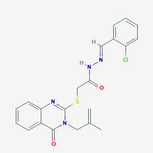 molecular formula C21H19ClN4O2S B403912 N-[(E)-(2-chlorophenyl)methylideneamino]-2-[3-(2-methylprop-2-enyl)-4-oxoquinazolin-2-yl]sulfanylacetamide CAS No. 329709-04-8