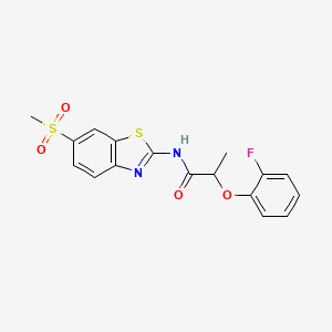 molecular formula C17H15FN2O4S2 B4039123 2-(2-Fluoro-phenoxy)-N-(6-methanesulfonyl-benzothiazol-2-yl)-propionamide 