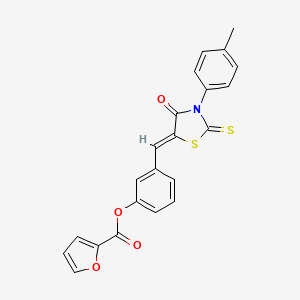 molecular formula C22H15NO4S2 B4039137 3-{[3-(4-甲基苯基)-4-氧代-2-硫代-1,3-噻唑烷-5-亚烷基]甲基}苯基 2-呋喃酸酯 