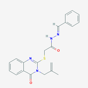 N-[(E)-benzylideneamino]-2-[3-(2-methylprop-2-enyl)-4-oxoquinazolin-2-yl]sulfanylacetamide