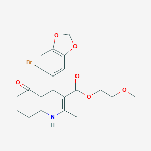 2-Methoxyethyl 4-(6-bromo-1,3-benzodioxol-5-yl)-2-methyl-5-oxo-1,4,5,6,7,8-hexahydro-3-quinolinecarboxylate