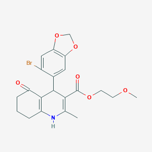 molecular formula C21H22BrNO6 B403915 2-Methoxyethyl 4-(6-bromo-1,3-benzodioxol-5-yl)-2-methyl-5-oxo-1,4,5,6,7,8-hexahydro-3-quinolinecarboxylate 