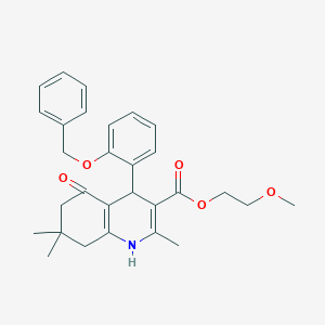 molecular formula C29H33NO5 B403917 2-Methoxyethyl 4-[2-(benzyloxy)phenyl]-2,7,7-trimethyl-5-oxo-1,4,5,6,7,8-hexahydro-3-quinolinecarboxylate 
