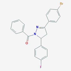 molecular formula C22H16BrFN2O B403929 1-benzoyl-3-(4-bromophenyl)-5-(4-fluorophenyl)-4,5-dihydro-1H-pyrazole CAS No. 313267-84-4