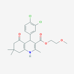 molecular formula C22H25Cl2NO4 B403935 2-Methoxyethyl 4-(3,4-dichlorophenyl)-2,7,7-trimethyl-5-oxo-1,4,5,6,7,8-hexahydroquinoline-3-carboxylate 
