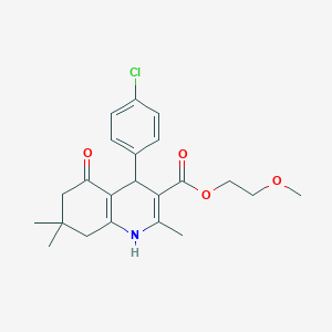 molecular formula C22H26ClNO4 B403936 2-Methoxyethyl 4-(4-chlorophenyl)-2,7,7-trimethyl-5-oxo-1,4,5,6,7,8-hexahydroquinoline-3-carboxylate 