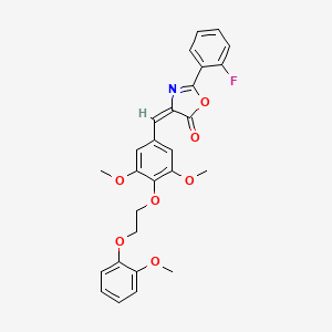 (4E)-4-[[3,5-dimethoxy-4-[2-(2-methoxyphenoxy)ethoxy]phenyl]methylidene]-2-(2-fluorophenyl)-1,3-oxazol-5-one