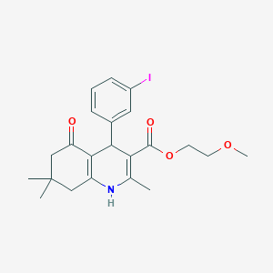 molecular formula C22H26INO4 B403943 2-(Methyloxy)ethyl 4-(3-iodophenyl)-2,7,7-trimethyl-5-oxo-1,4,5,6,7,8-hexahydroquinoline-3-carboxylate 