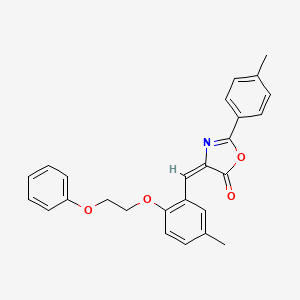 molecular formula C26H23NO4 B4039517 (4E)-4-[[5-methyl-2-(2-phenoxyethoxy)phenyl]methylidene]-2-(4-methylphenyl)-1,3-oxazol-5-one 