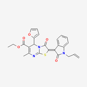 molecular formula C25H21N3O5S B4039540 ethyl 2-(1-allyl-2-oxo-1,2-dihydro-3H-indol-3-ylidene)-5-(2-furyl)-7-methyl-3-oxo-2,3-dihydro-5H-[1,3]thiazolo[3,2-a]pyrimidine-6-carboxylate 