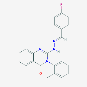 molecular formula C22H17FN4O B403962 4-Fluorobenzaldehyde [3-(2-methylphenyl)-4-oxo-3,4-dihydro-2-quinazolinyl]hydrazone 