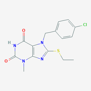 molecular formula C15H15ClN4O2S B403967 7-(4-Chloro-benzyl)-8-ethylsulfanyl-3-methyl-3,7-dihydro-purine-2,6-dione CAS No. 370842-07-2